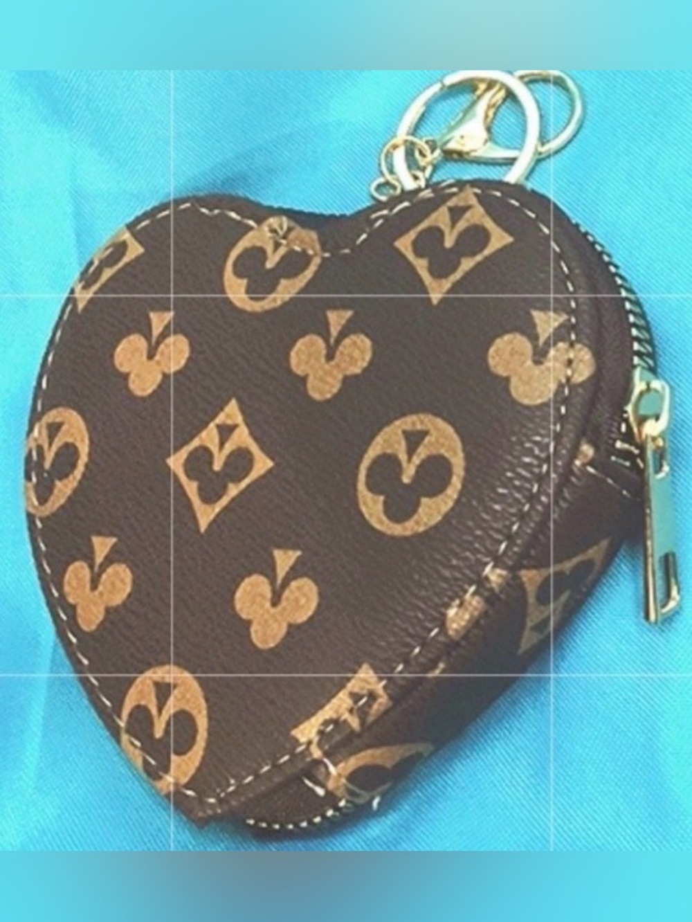 Brown & Gold  Purse with Attached Key Chain. NWOT